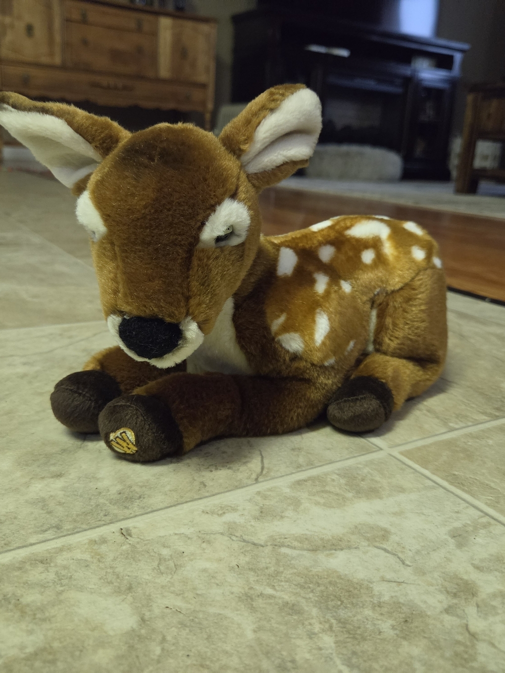 Plush Fawn Stuffed Animal - Brown and White